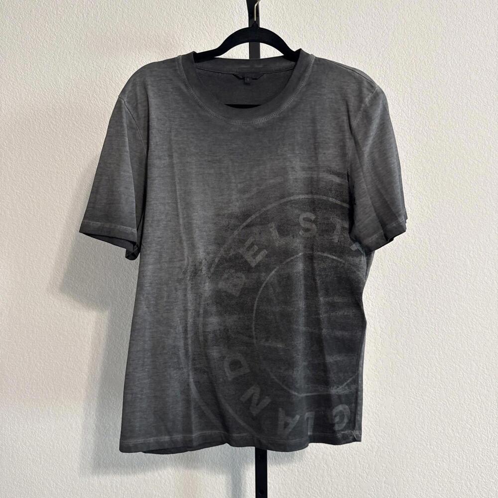 Belstaff Grey Toned Stretton Logo 100% Cotton T-Shirt - LARGE